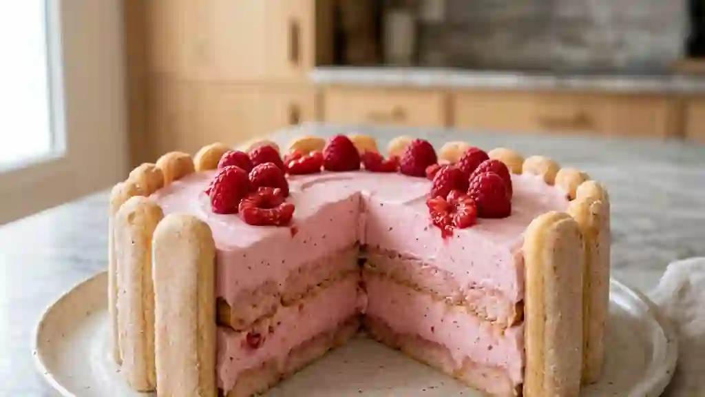 Gâteau Nuage Rose aux Framboises - Photo de présentation
