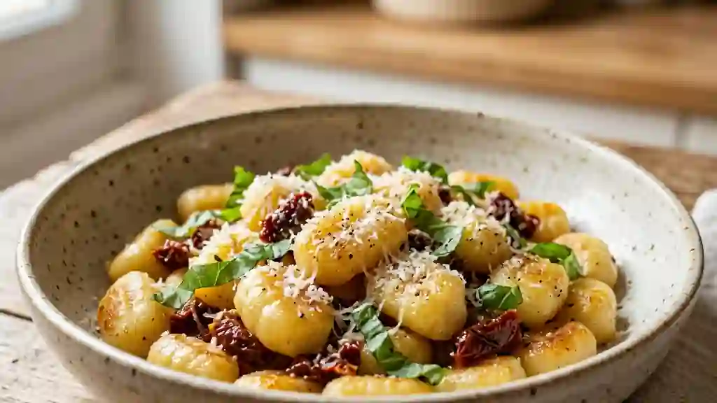 Gnocchis fondants aux tomates séchées et basilic - Photo de présentation