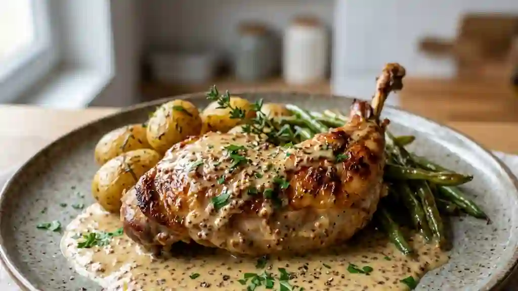 Lapin tendre à la moutarde et crème onctueuse - Photo de présentation