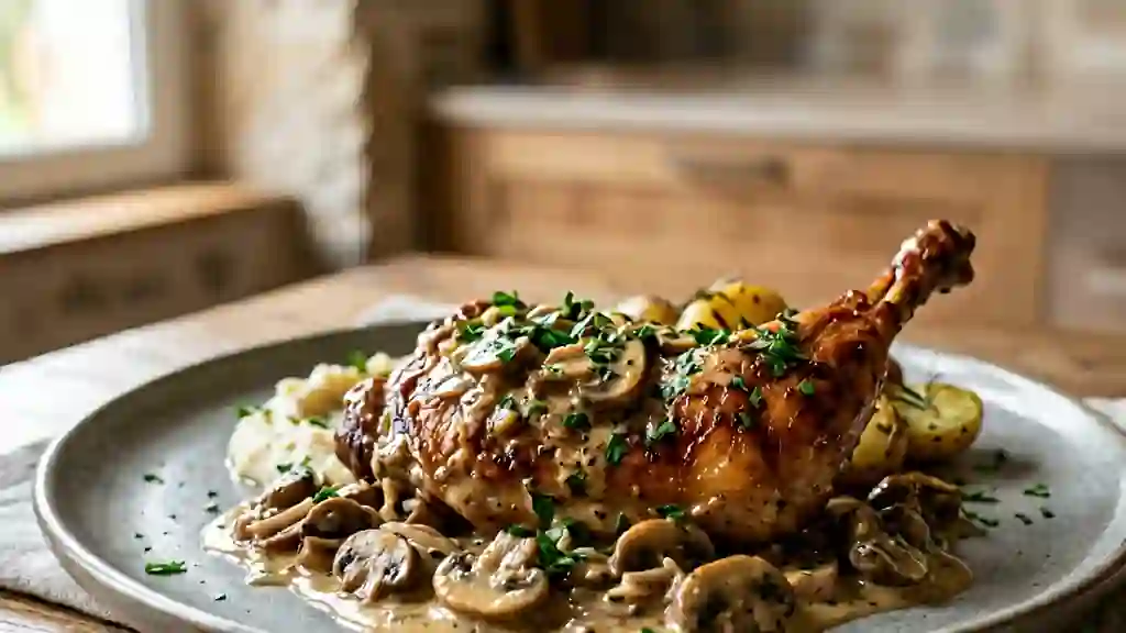 Lapin onctueux à la moutarde et champignons - Photo de présentation