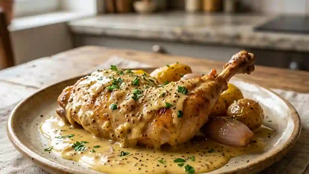 Lapin à la moutarde et crème onctueuse - Photo de présentation