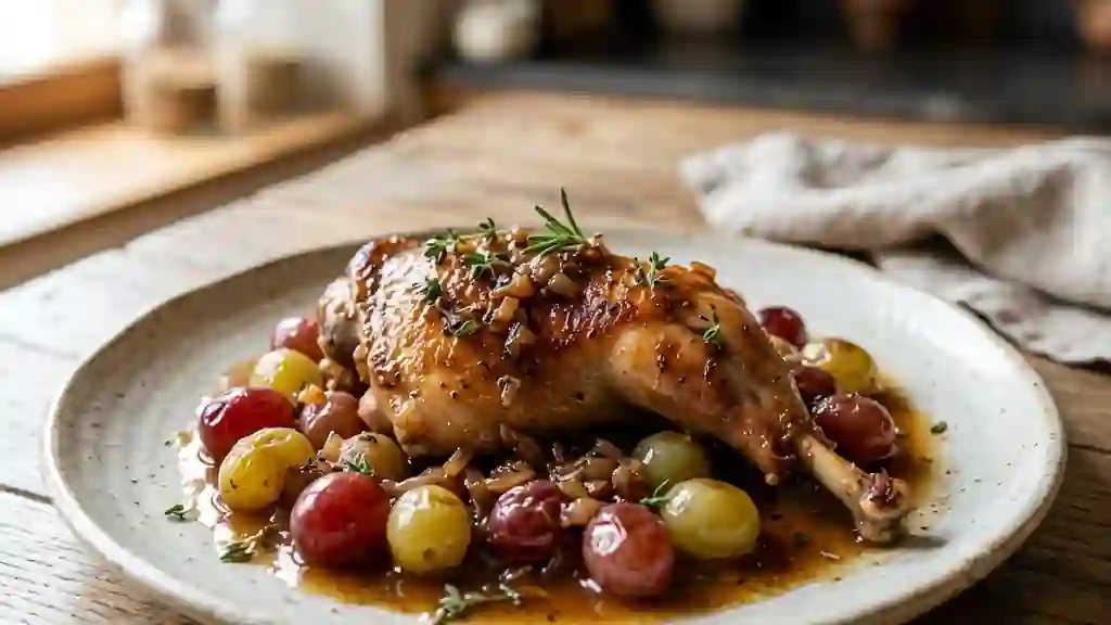 Lapin fondant aux raisins frais et romarin - Photo de présentation