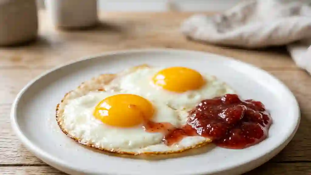 Oeufs au plat caramélisés à la fraise - Photo de présentation