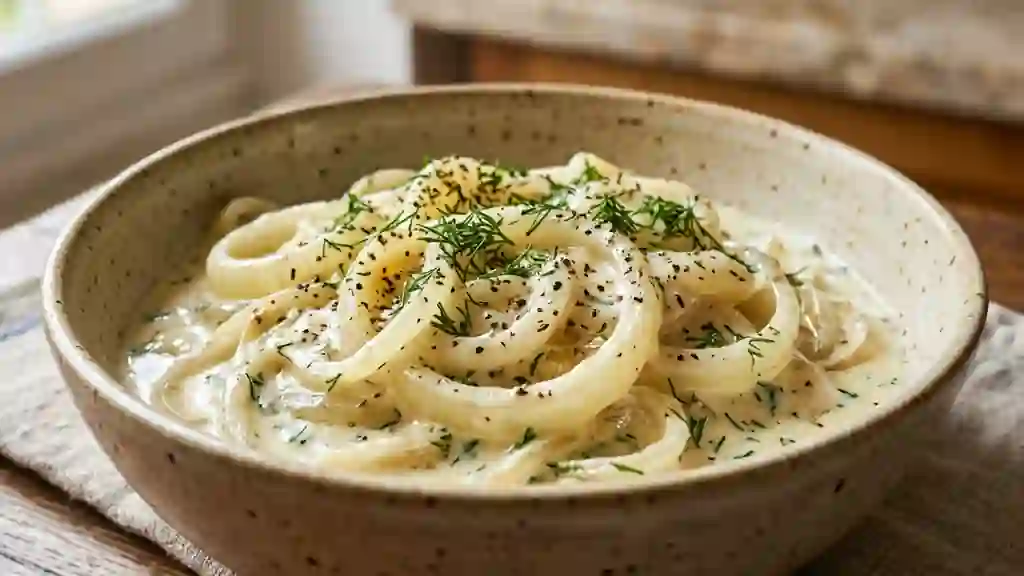 Oignons fondants à la crème et aneth - Photo de présentation