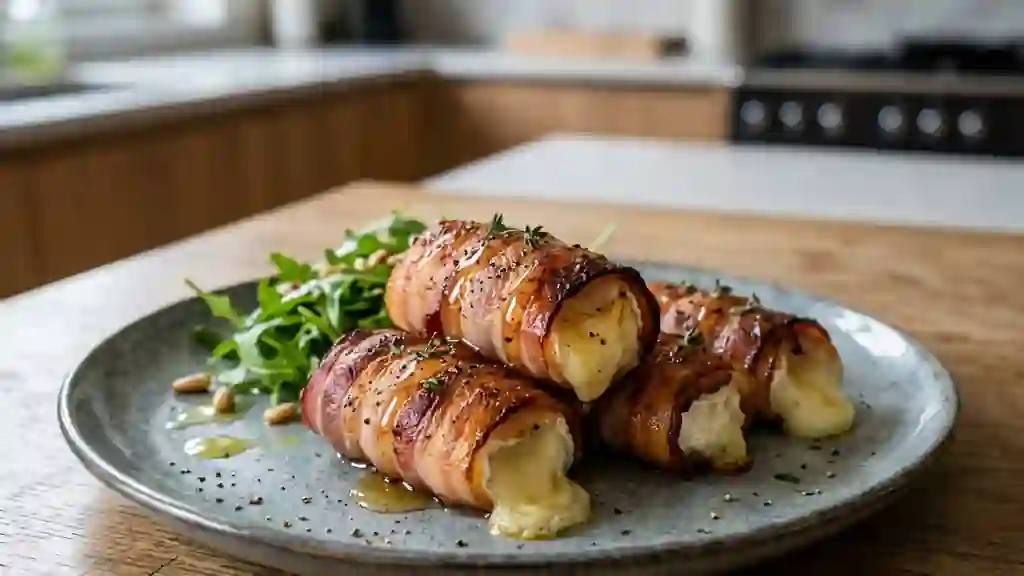 Bouchées de chèvre fondant et lard grillé - Photo de présentation