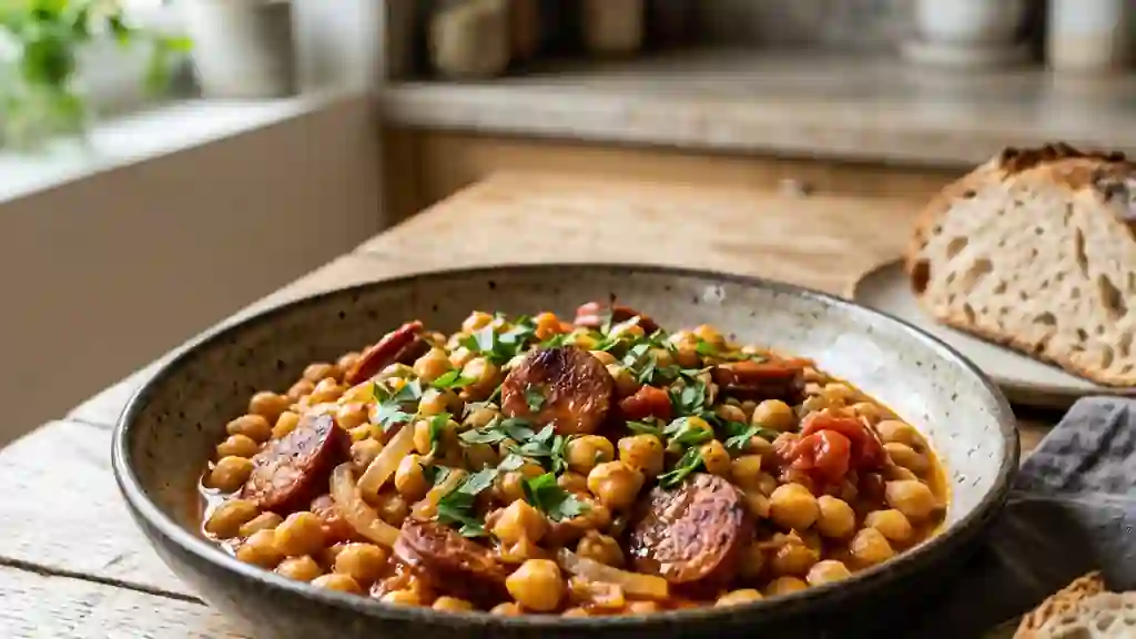 Pois chiches fondants au chorizo fumé - Photo de présentation