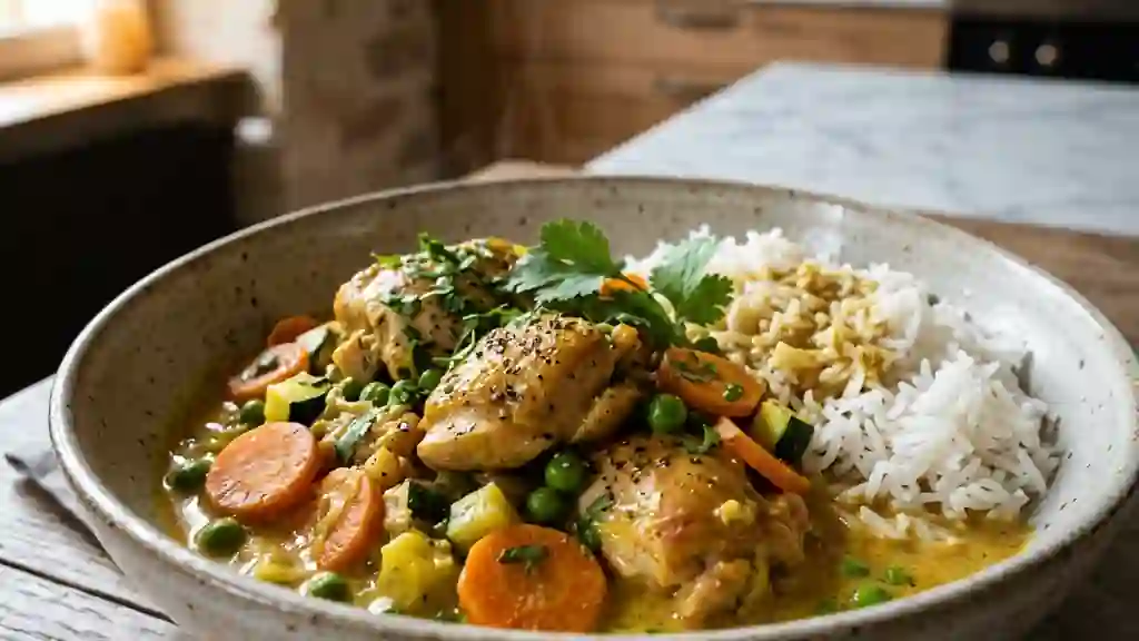 Mijoté de poulet au curry et lait de coco - Photo de présentation