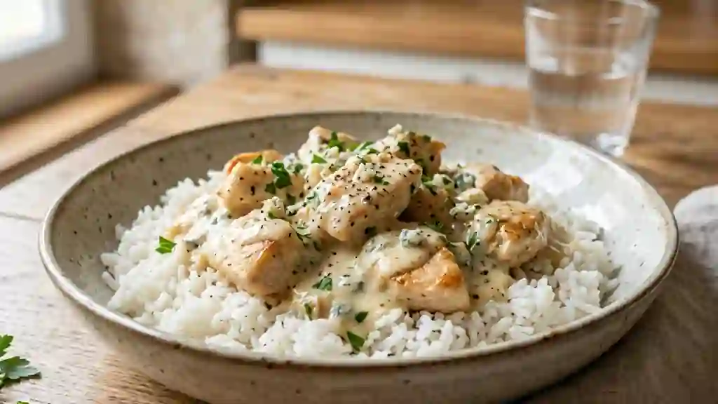 Poulet fondant au Roquefort et riz nacré - Photo de présentation