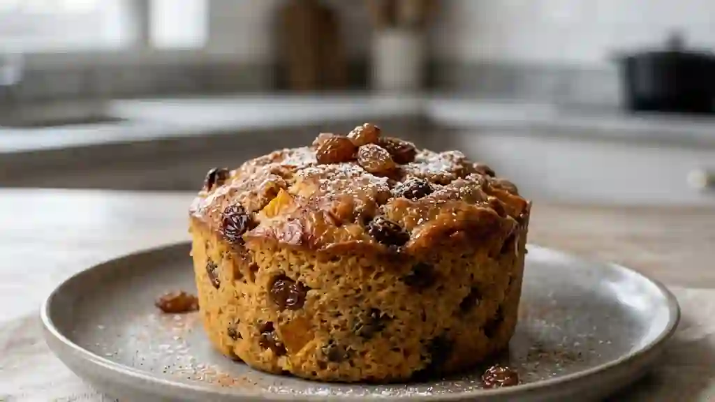 Pudding fondant au potiron et raisins secs - Photo de présentation