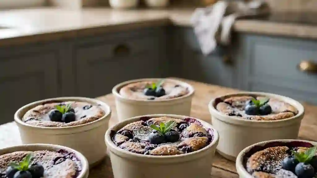 Pudding fondant aux myrtilles sauvages - Photo de présentation