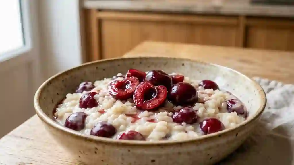 Riz au lait onctueux et cerises fraîches - Photo de présentation