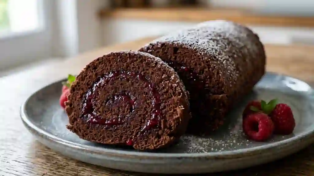 Roulé Moelleux Chocolat-Framboise - Photo de présentation