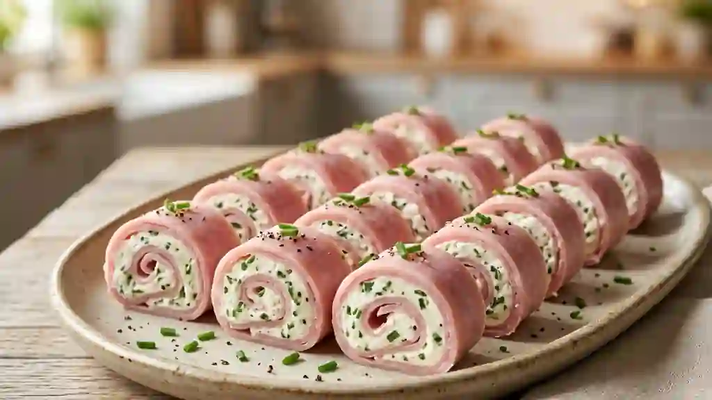 Roulés de jambon frais à la ciboulette - Photo de présentation