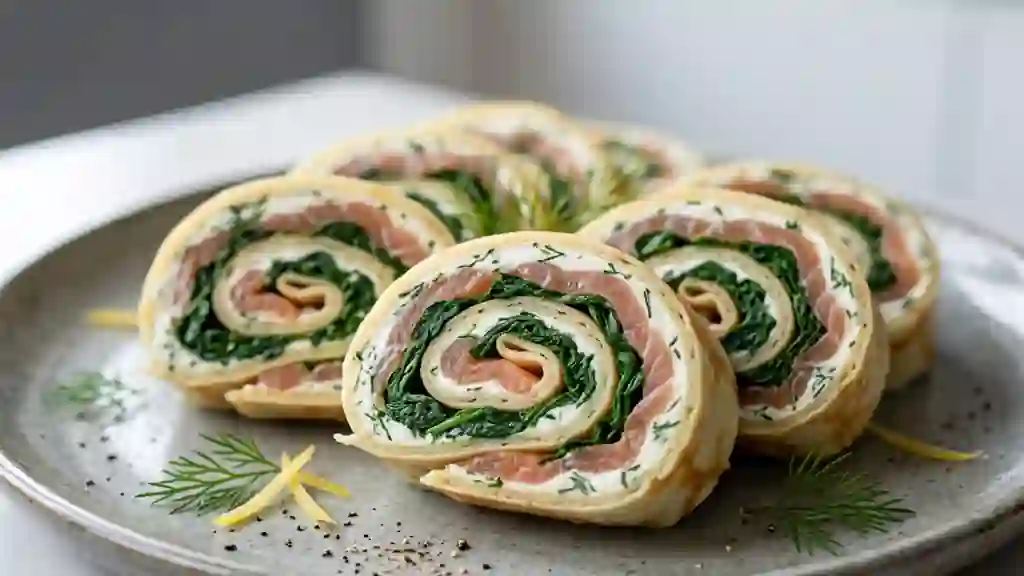 Roulés fondants au saumon fumé et épinards - Photo de présentation