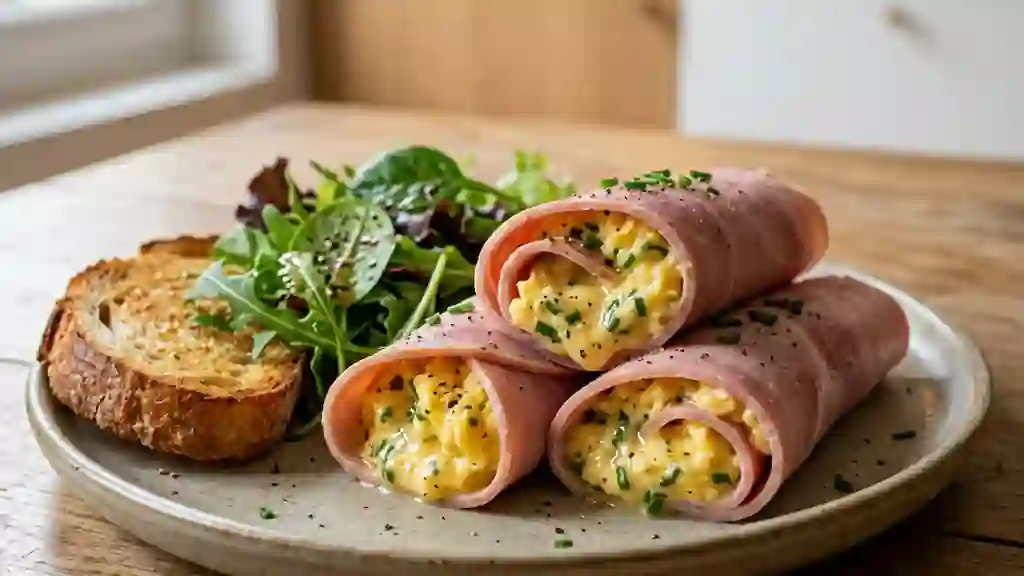 Rouleaux de jambon aux œufs fondants - Photo de présentation