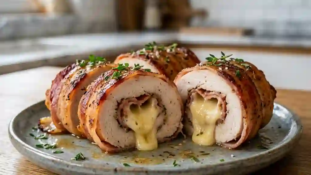 Involtini de dinde au bacon et fromage coulant - Photo de présentation