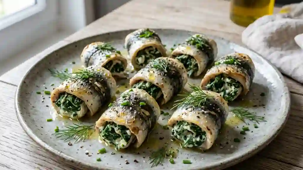 Roulés de sardines fondants aux épinards - Photo de présentation