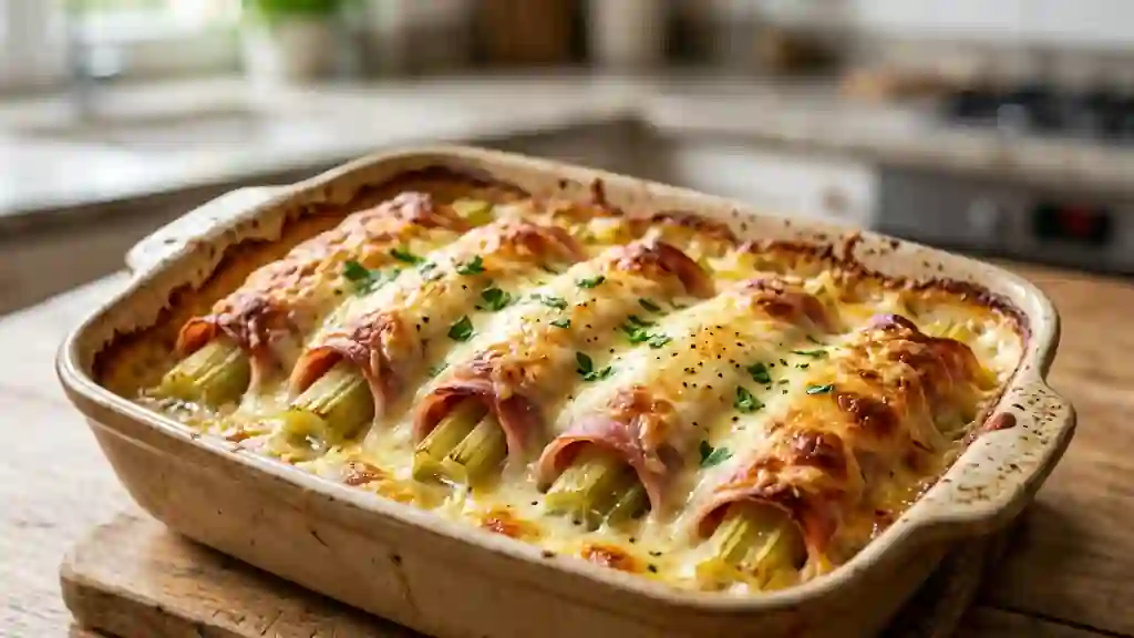 Céleri au jambon gratiné et fondant - Photo de présentation