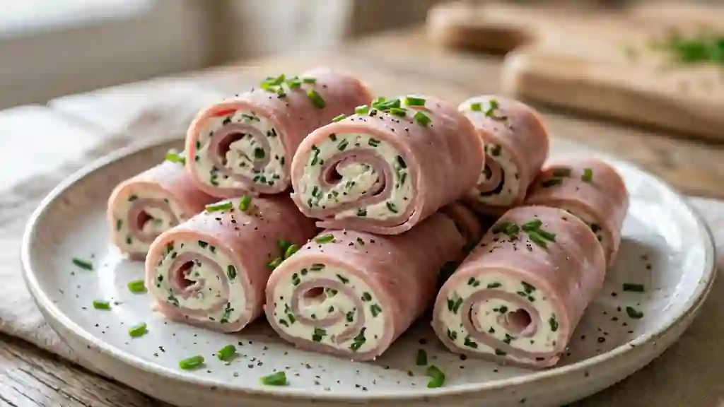 Roulés de jambon fondants à la ciboulette - Photo de présentation