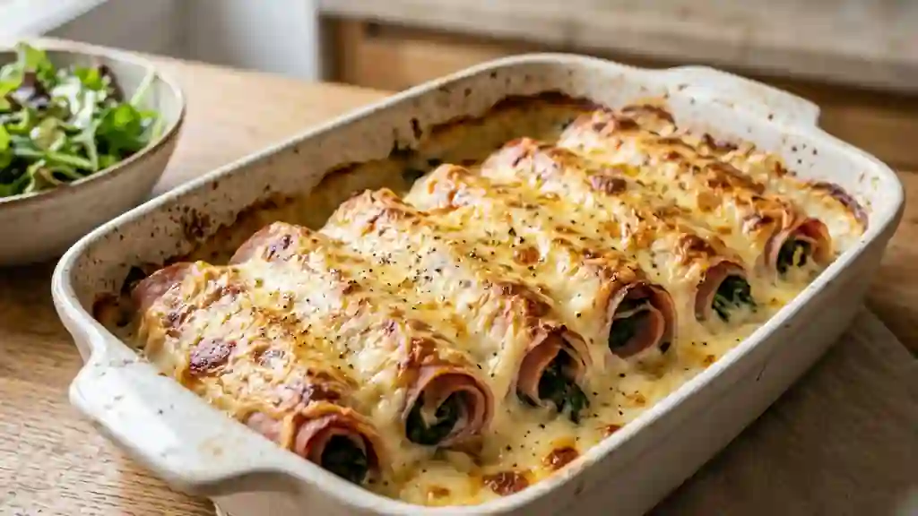 Roulés de jambon fondants épinards & béchamel - Photo de présentation