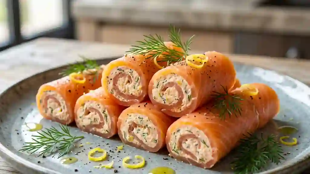 Roulés de saumon fondants à l'aneth - Photo de présentation