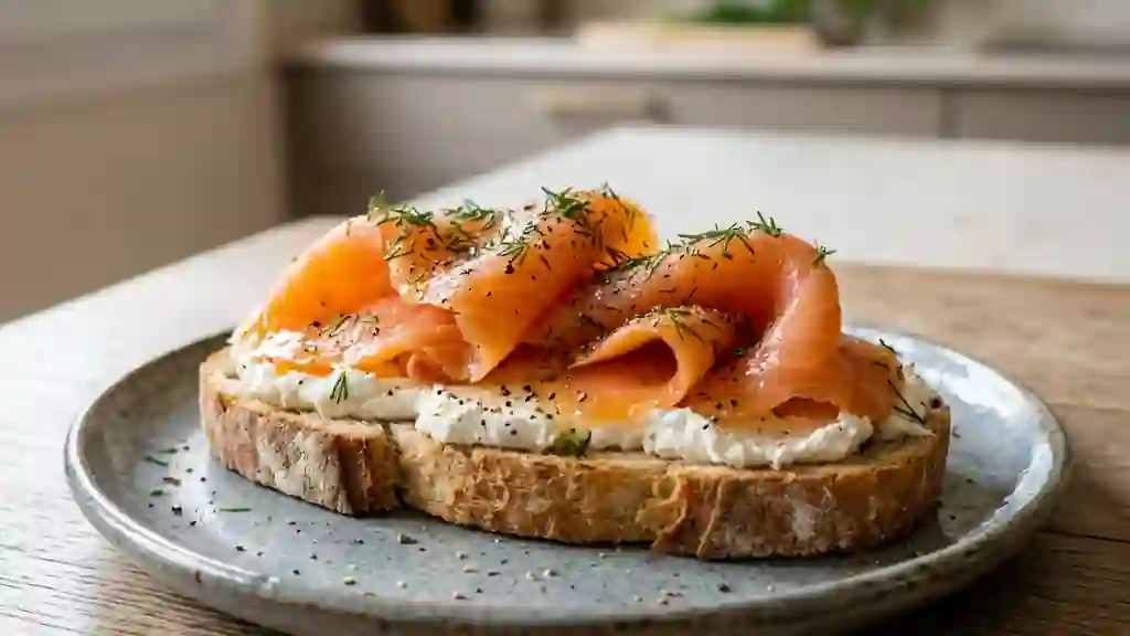 Tartine onctueuse saumon fumé et chèvre frais - Photo de présentation