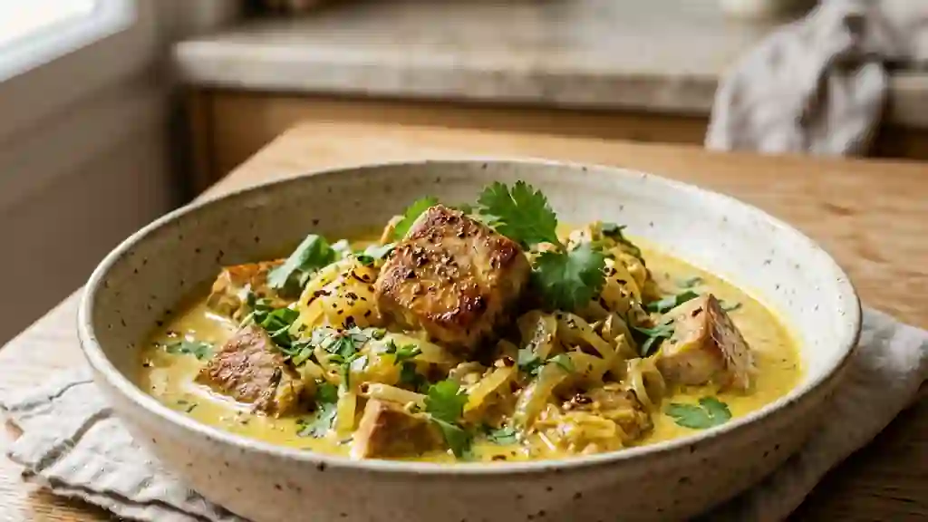 Thon fondant au lait de coco et curry jaune - Photo de présentation