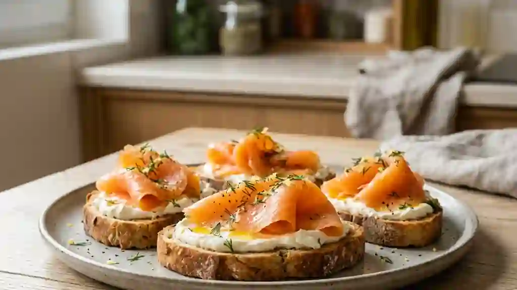 Toasts croquants au saumon et aneth frais - Photo de présentation