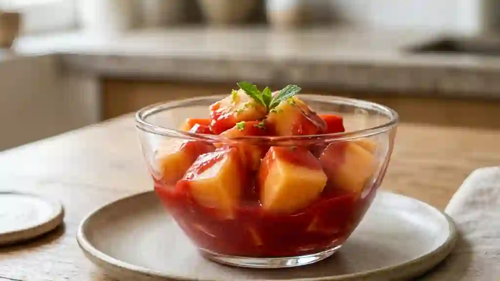 Melon givré au coulis de fraises acidulé - Photo de présentation