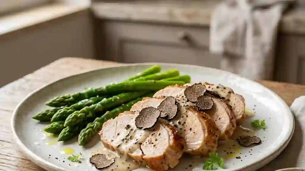 Dinde Fondante aux Truffes et Asperges Vertes - Photo de présentation