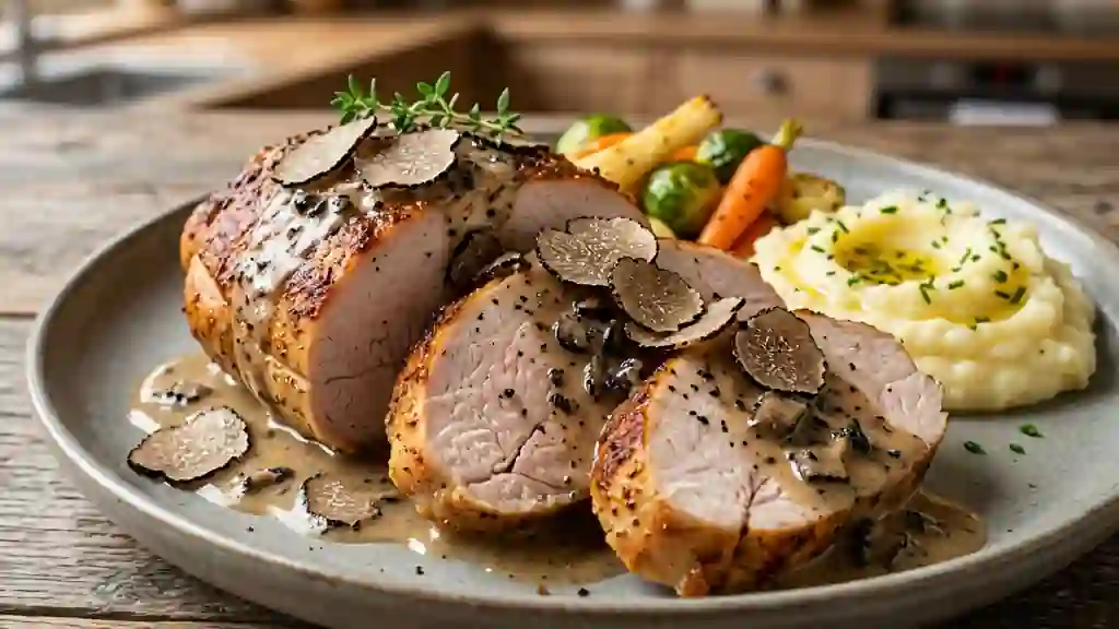 Filet de dinde truffé, sauce onctueuse aux épices - Photo de présentation