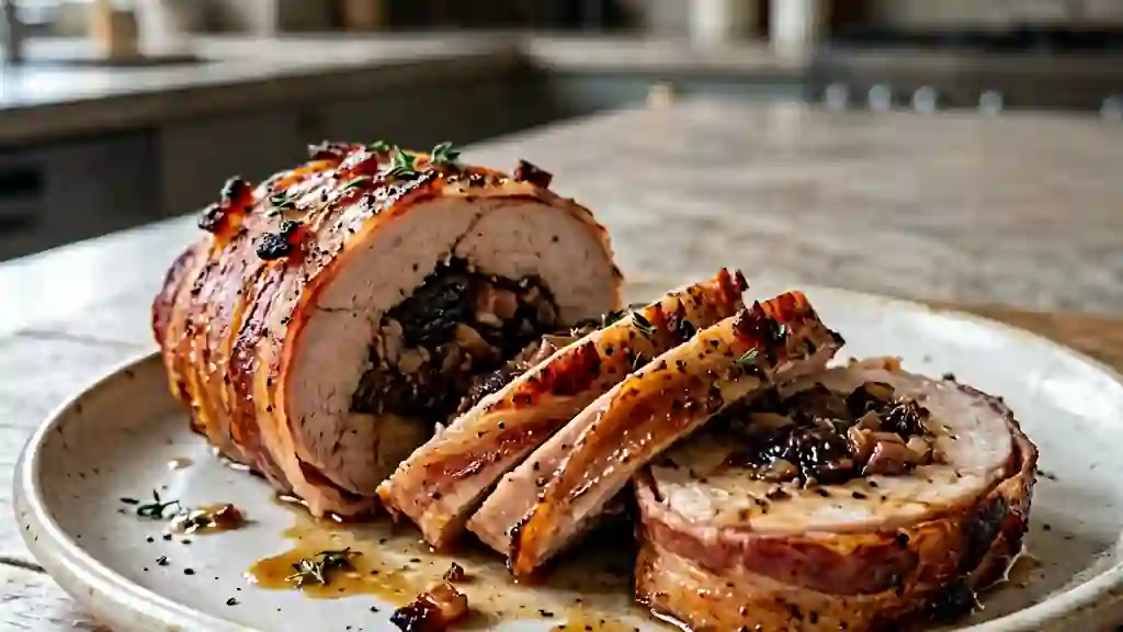 Rôti de dinde lardé aux pruneaux fondants - Photo de présentation