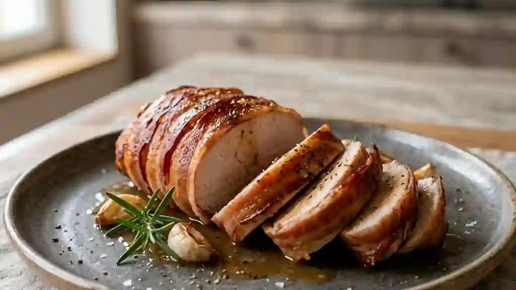 Dinde rôtie au lard fumé et romarin - Photo de présentation