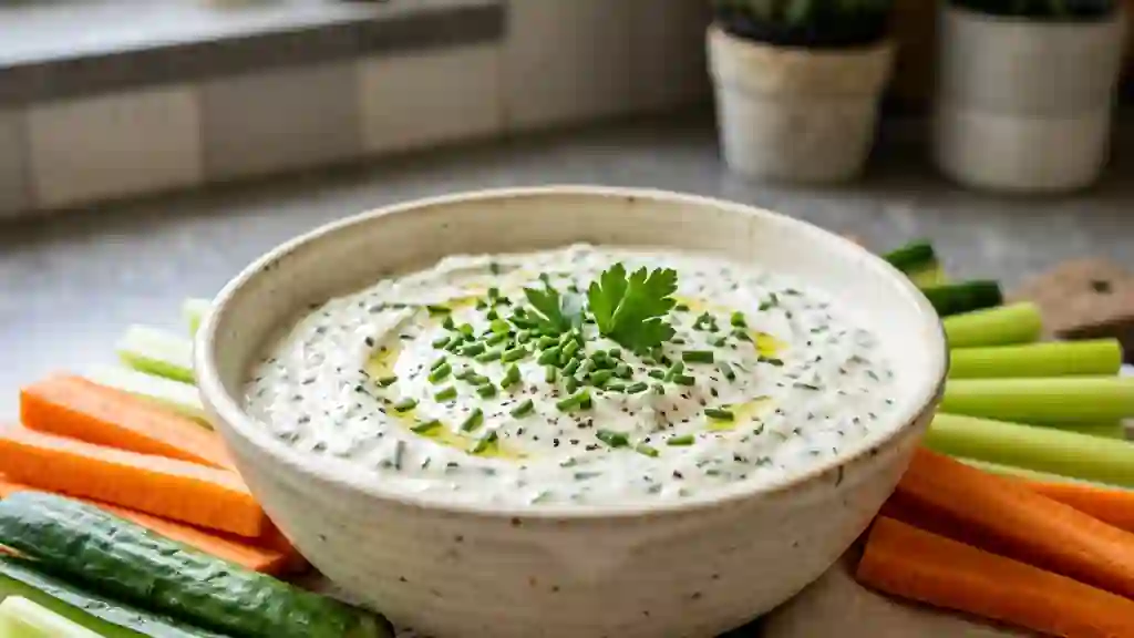 Dip onctueux aux herbes fraîches et ail - Photo de présentation