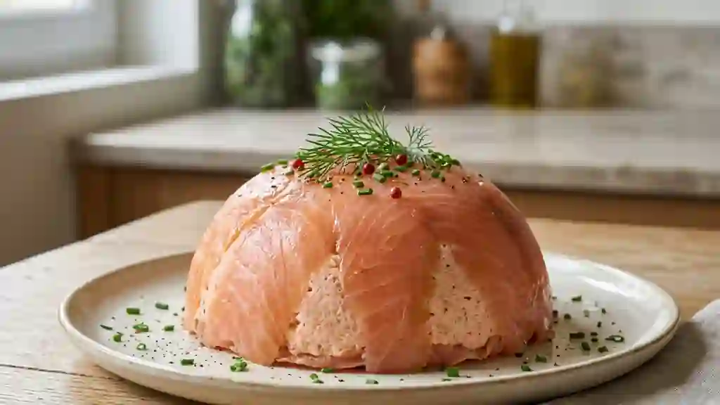 Dôme fondant aux deux saumons et herbes fraîches - Photo de présentation