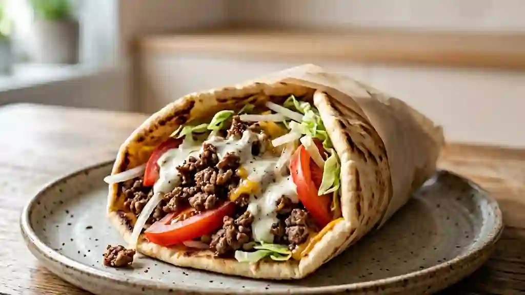 Donair au bœuf grillé, pita moelleux - Photo de présentation