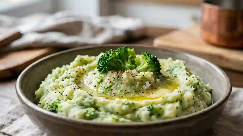 Écrasé de brocoli et pommes de terre au beurre - Photo de présentation