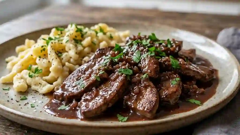 Sürlewerle : Émincé de foie au vin rouge - Photo de présentation