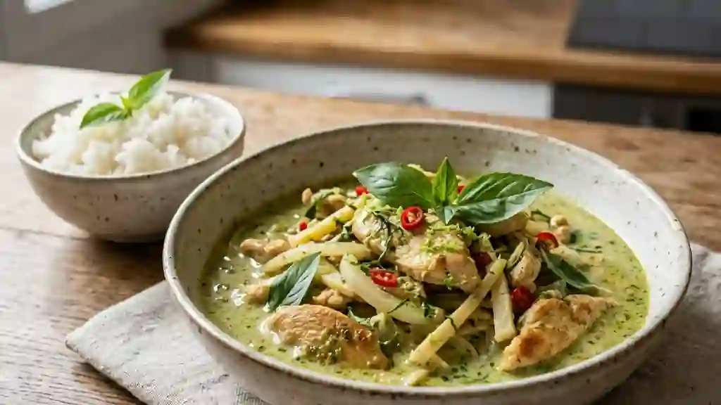Poulet au curry vert et bambou fondant - Photo de présentation