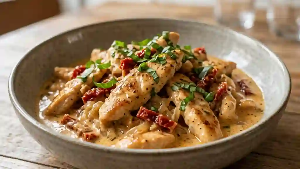 Émincé de poulet crémeux aux tomates séchées - Photo de présentation