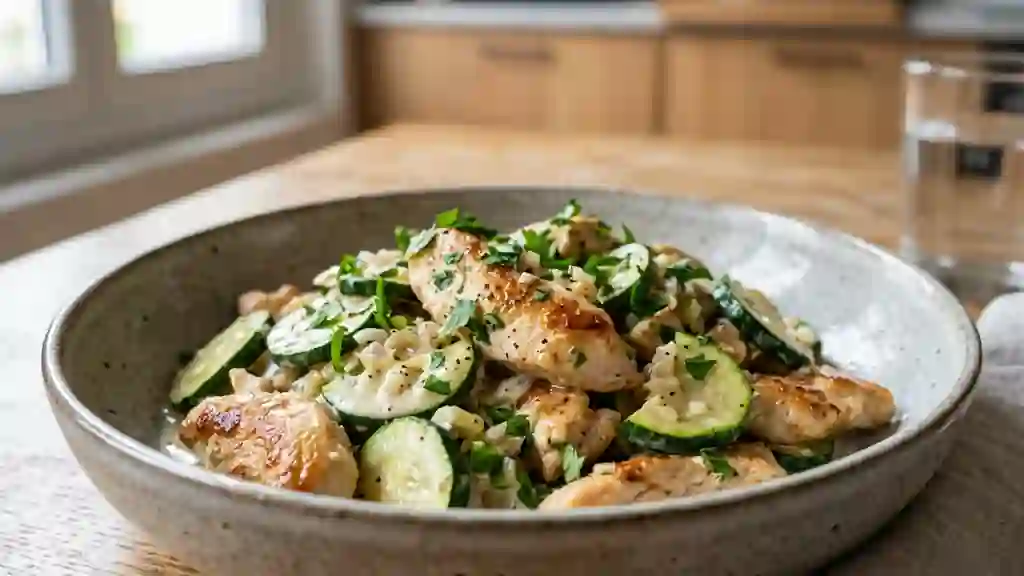 Poêlée de poulet onctueuse aux courgettes - Photo de présentation