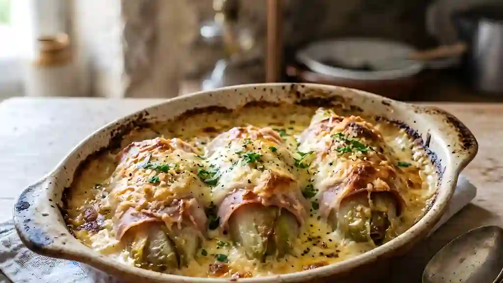 Endives au jambon et crème moutardée - Photo de présentation