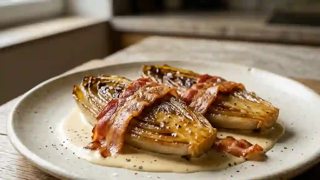 Endives fondantes au lard et crème onctueuse - Photo de présentation