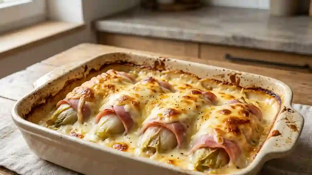 Gratin d'endives au Maroilles fondant et crémeux - Photo de présentation