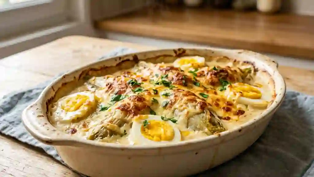 Endives au four, œufs et béchamel onctueuse - Photo de présentation