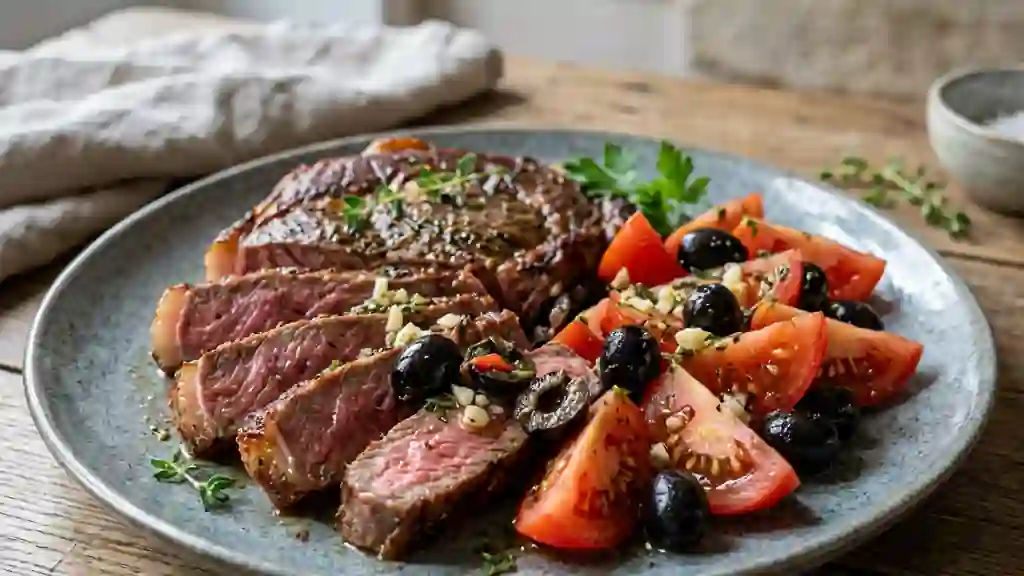 Entrecôte à la niçoise, bœuf tendre et olives - Photo de présentation
