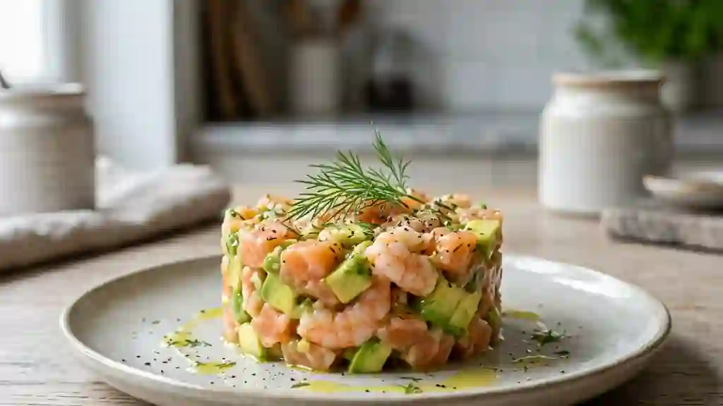 Tartare Fraîcheur Saumon, Crevettes et Avocat - Photo de présentation