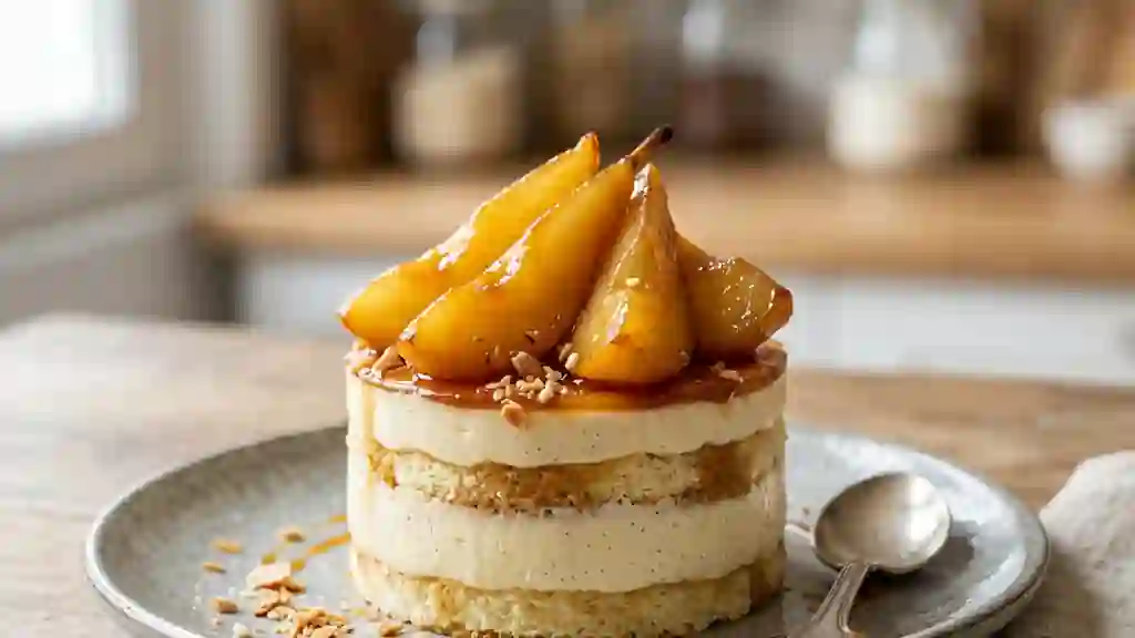 Entremets fondant aux poires caramélisées - Photo de présentation