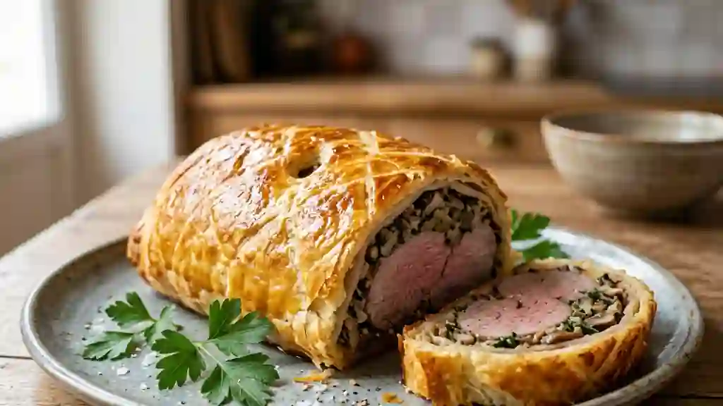 Épaule d'agneau croustillante et sa farce forestière - Photo de présentation