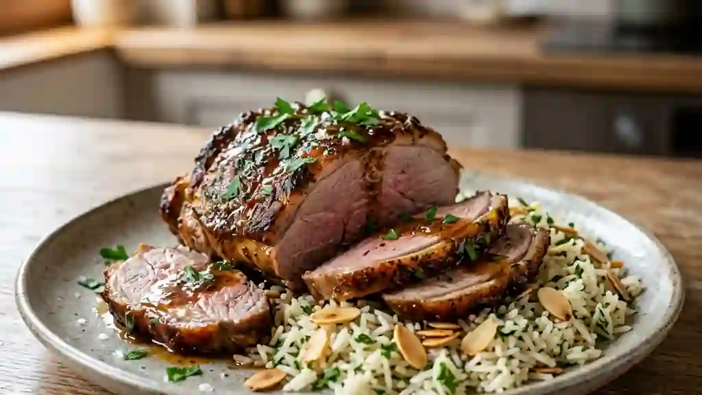 Épaule d'agneau fondante et riz croustillant - Photo de présentation